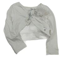 Nové - bílé propínací bolérko s krajkovým květem