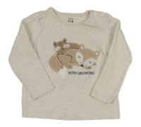 Světlebéžové melírované triko s liškou a mývalem C&A