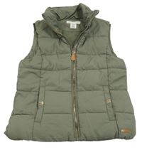 Khaki prešívaná šušťáková zateplená vesta H&M