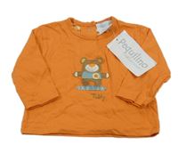 Nové - oranžové tričko s medvedíkom Pequilino