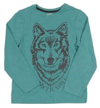 Modrozelené melírované tričko s husky Tu