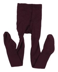 Tmavovínové žebrované vzorované punčocháče