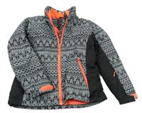 Čierno-biela vzorovaná šušťáková funkčná zimná lyžiarska bunda ICEPEAK