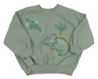 Světlekhaki oversize mikina s dinosaurami George