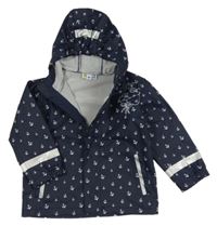 Tmavomodrá nepromokavá bunda s kotvami a krabem a kapucí Pauk&Brown