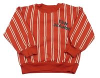 Červeno-biela pruhovaná mikina s nápismi H&M