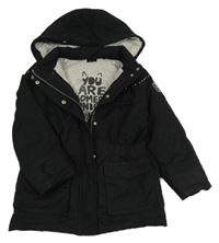 Černá šusťáková zimní parka se cvočky a kapucí IKKS
