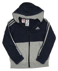 Černo-šedá propínací mikina s kapucí Adidas