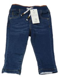 Nové - Tmavomodré teplákové rifle s úpletovým pasem F&F