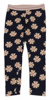 Tmavomodro-svetloružové kvetované legíny lupilu