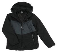 Čierno-tmavosivá prešívaná šušťáková funkčná zimná bunda s kapucňou Dare 2B