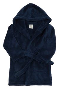 Tmavomodrý plyšový župan s kapucí PRIMARK