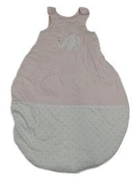 Světlerůžovo-bílý zateplený spací pytel se sloníkem a puntíky BORNINO