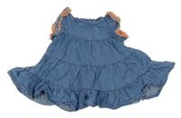 Modré rifľové šaty s volánikmi George