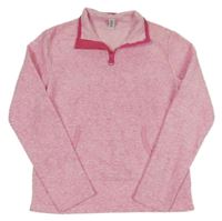 Svetloružová melírovaná fleecová mikina s vreckom YIGGA