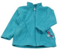 Modrozelená fleecová prepínaci mikina s kvetmi impidimpi