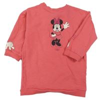 Jahodové melírované teplákové šaty s Minnie Disney