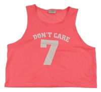 Kriklavoě ružový sieťovaný športový crop top s číslom a nápisom LC WaiKIKI