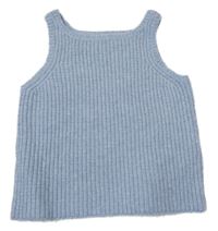 Modrá melírovaná rebrovaná vlnená crop vesta PRIMARK