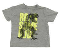 Šedé melírované tričko s dinosaurem Primark