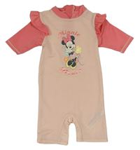 Svetloružová -ružový UV overal s Minnie a volánikmi zn. Primark