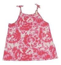 Tmavorůžovo-biely batikovaný top H&M