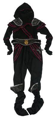 Kockovaným - Čierna kombinéza s kapucí - ninja