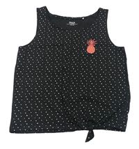 Antracitový melírovaný bodkovaná ý crop top s ananasom Yigga