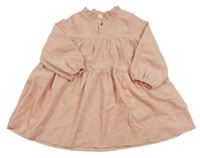 Ružové rebrované šaty s gombíkmi Shein