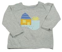 Sivý melírovaný sveter s domkem M&S