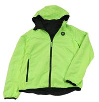 Neónově zelená šušťáková jarná obojstranná funkčná bunda s kapucňou Crivit