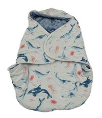 Bílá zateplená oboustranná zavinovačka s mořskými živočchy