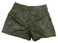 Khaki koženkové kraťasy Page One Young