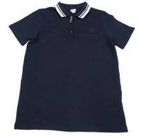 Tmavomodré vzorované polo tričko River Island