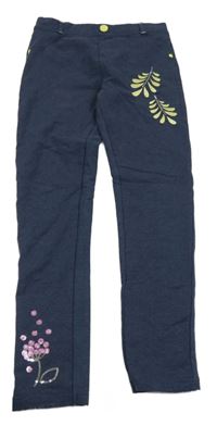 Tmavomodré melírované tregíny s listy s flitry Kids