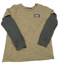 Hnedo-tmavosivé melírované tričko s nápisom George