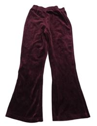 Vínové plyšové flare tepláky Nutmeg