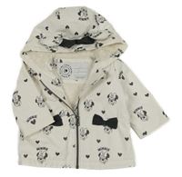 Smetanová nepromokavá lehce zateplená bunda se srdíčky s Minnie a kapucí George