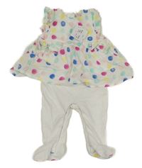 Nové - Bílý overal s puntíky a mašlemi