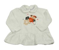 Bílá sametová tunika s květy a psem