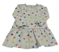 Sivé melírované teplákové šaty so srdiečkami Topolino