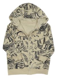 Béžová prepínaci mikina so zvířaty a kapucňou George