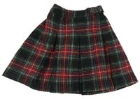 Čierno-farebná kockovaná vlnená skladaná sukňa Next