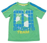 Zeleno-modré športové tričko s číslom a loptou Topolino