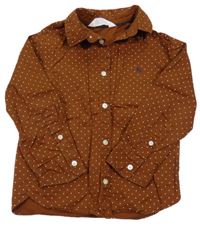 Hnědá puntíkatá košile s výšivkou H&M