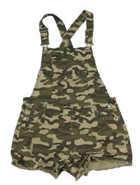 Khaki army laclové riflové kraťasy s kapsami Denim Co.