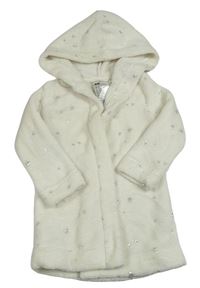 Smotanový chlpatý župan s hviezdami a kapucňou H&M