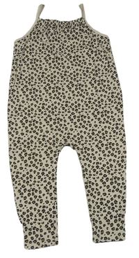 Smetnaovo-hnědý lehký leopardí kalhotový overal H&M