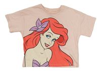 Svetloružové crop tričko s Arielou Disney