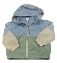 Modro-zeleno-sivá šušťáková jesenná bunda s kapucňou H&M